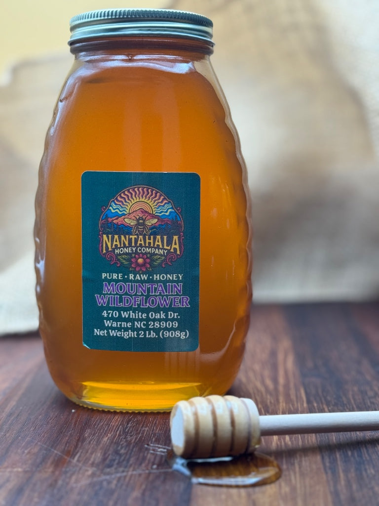 Mountain Wildflower Honey - 2 Lb. Glass Queenline