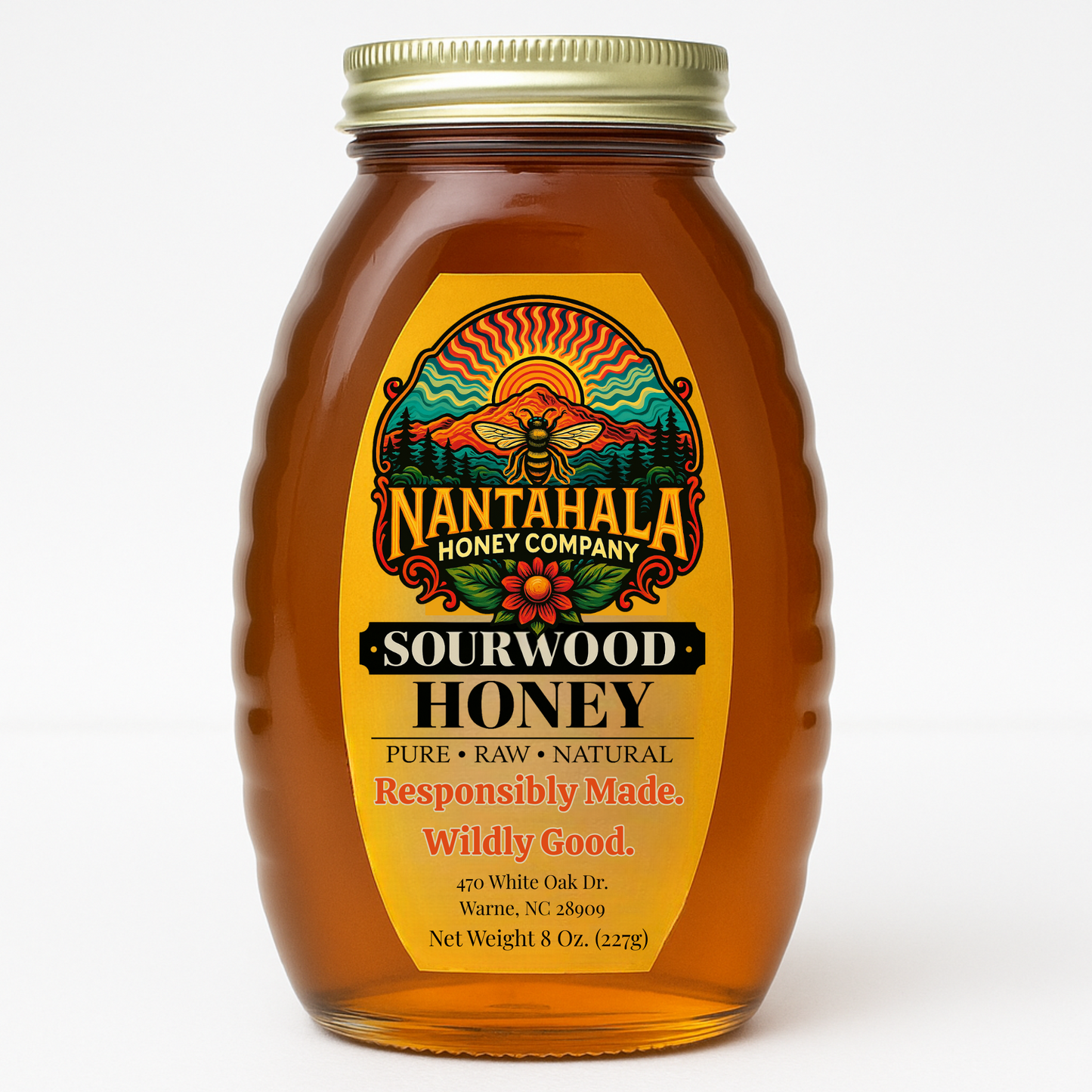 Sourwood Honey -  8 Oz.Glass Queenline